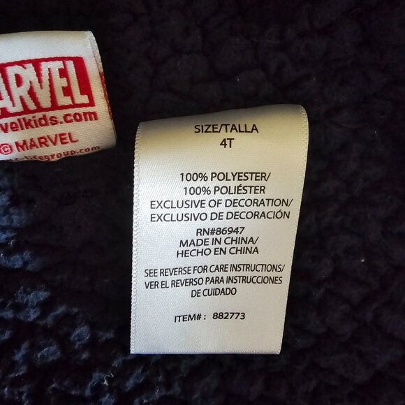 Marvel Captain America Sherpa-Lined Hoodie Size 4T – Blue/Red Fleece Jacket - Picture 4 of 4